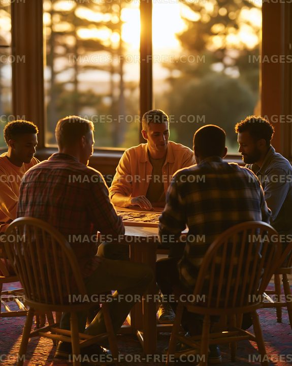 Evening gathering around the table in a cozy setting