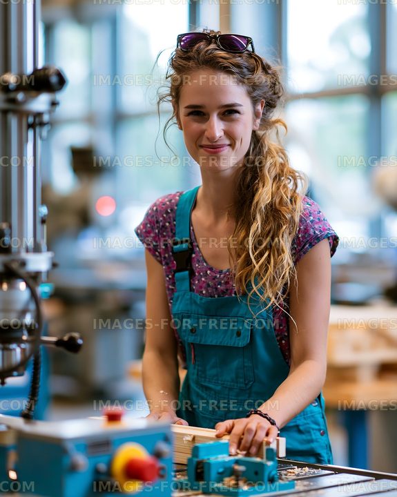 Craftsperson working in a woodshop with tools and machinery