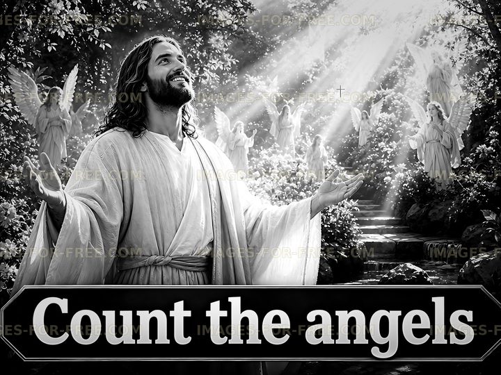 Count the angels in a serene setting with figures