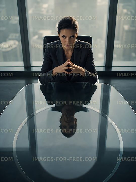 Businesswoman in conference room with city view