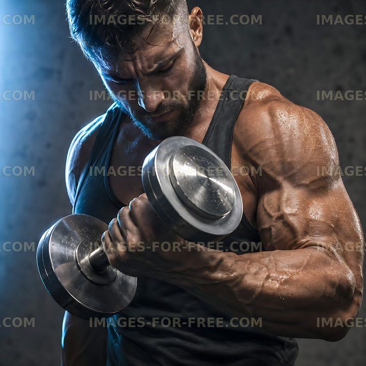 Man lifting dumbbell in gym during workout session