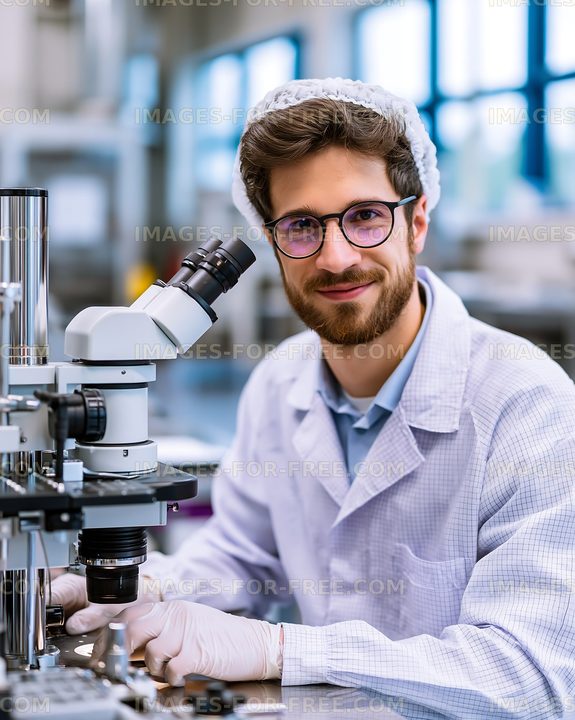 Scientist working with a microscope in a laboratory