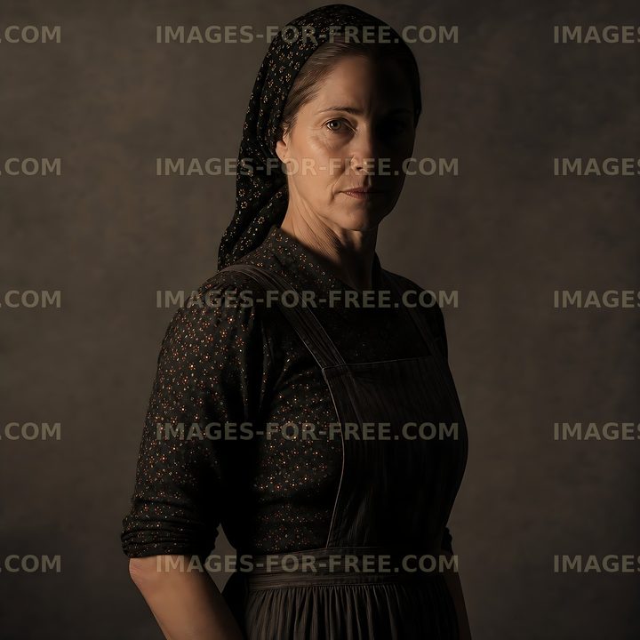 Portrait of a woman in a dark setting with a headscarf