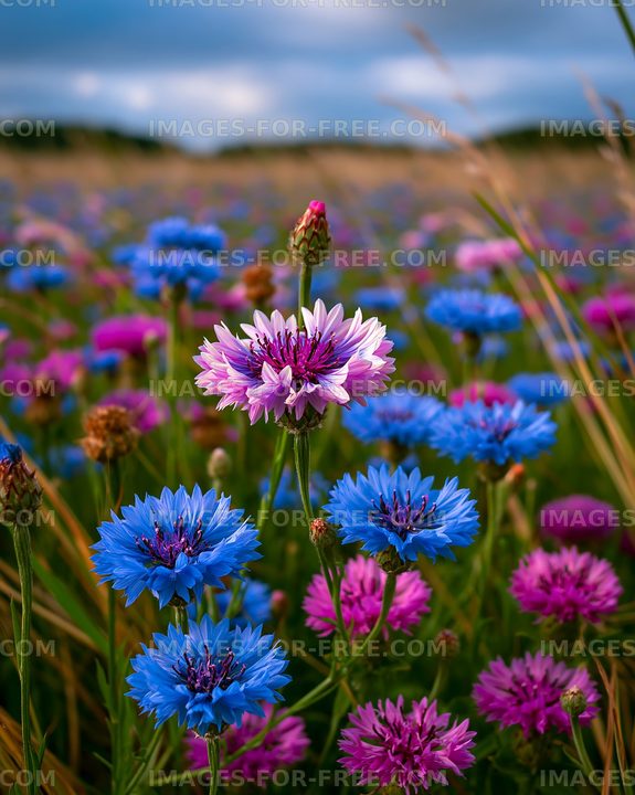 Colorful flowers bloom in a field during daylight hours