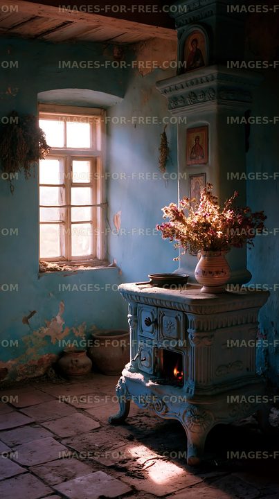 Sunlight streams through a window in an abandoned room