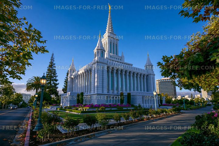 Beautiful temple in a city on a clear sunny day