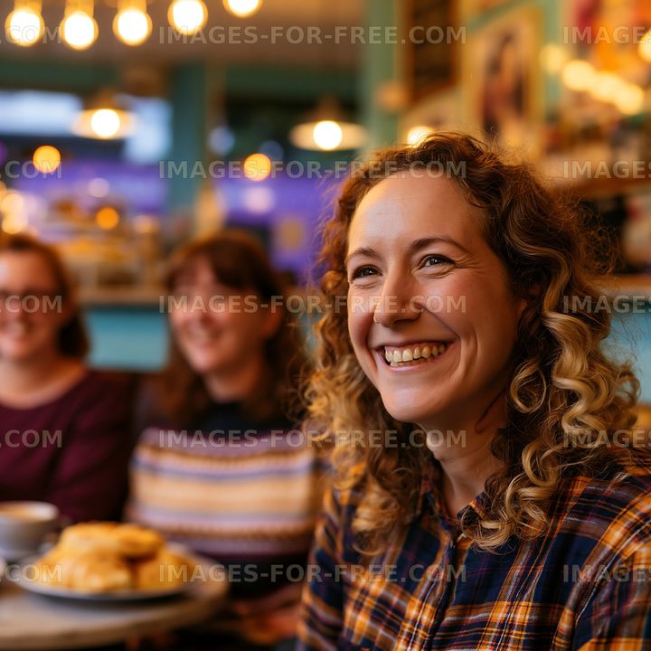 Friends enjoy coffee and pastries in a cafe setting