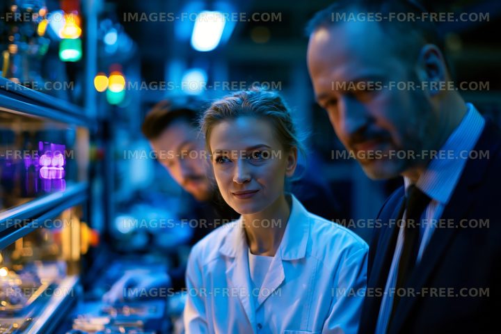 Team of professionals in a laboratory analyzing samples