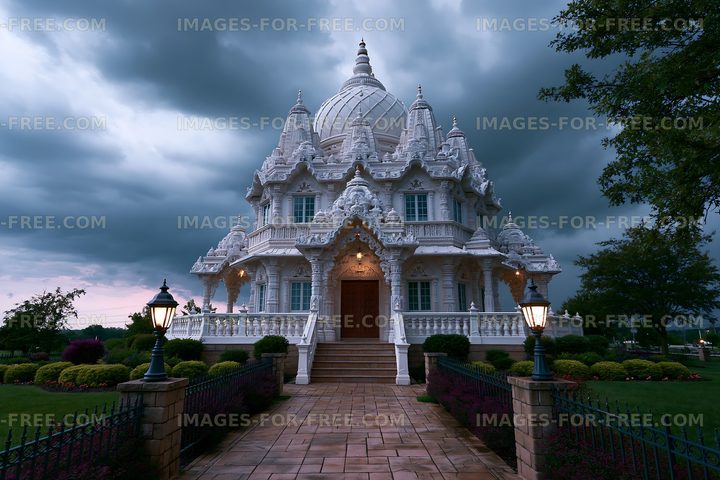 Beautiful temple with cloudy sky in the early evening