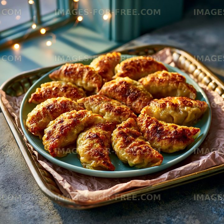Delicious dumplings on a plate ready to be served