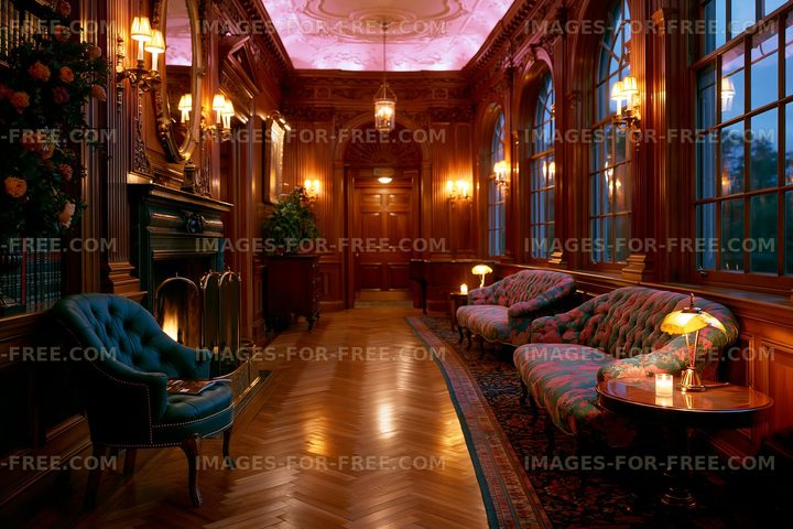 Elegant interior of a historic hallway with wooden accents