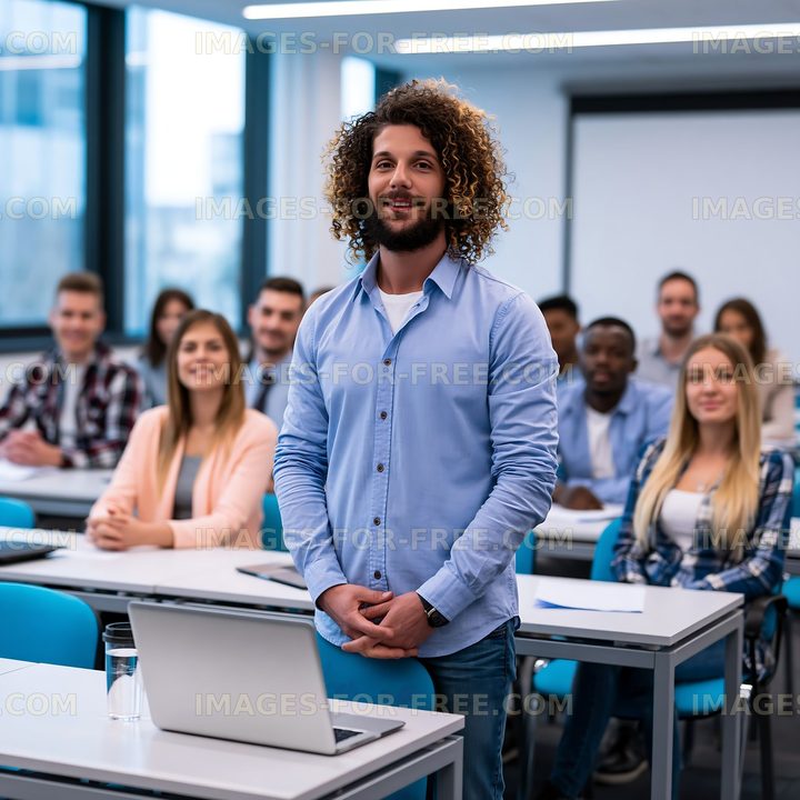 Group of people in a classroom setting listening to a speaker