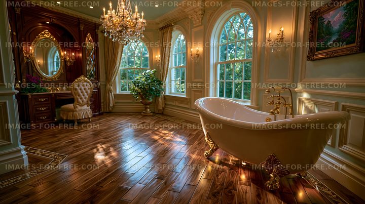 Elegant bathroom interior with natural light and luxury decor