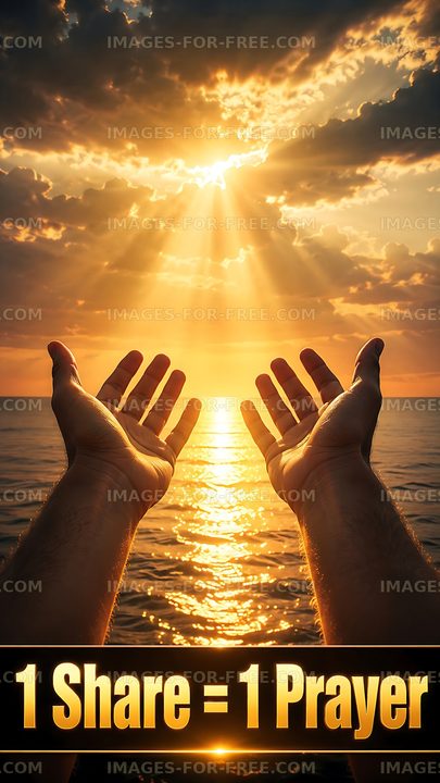 Hands raised to the sky during sunset by the ocean