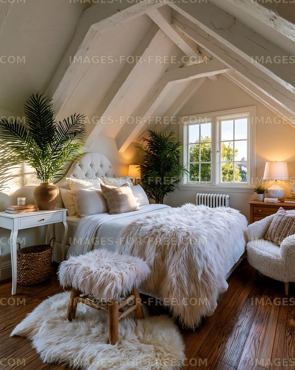 Cozy bedroom with a warm atmosphere and natural light