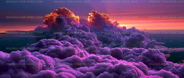 Clouds meet sunset in purple and orange hues