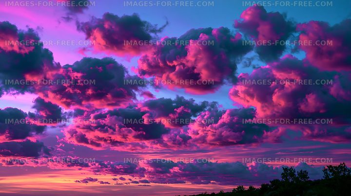 Vibrant clouds during sunset over a scenic landscape