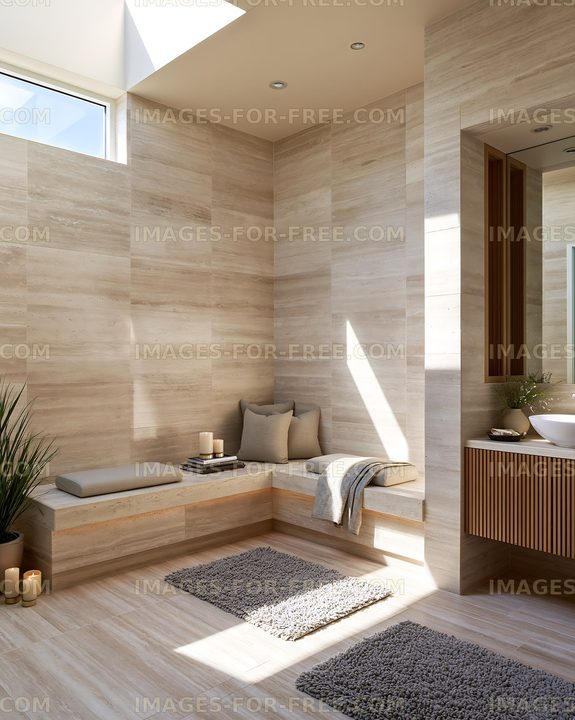 Modern bathroom interior with natural light and minimalist design