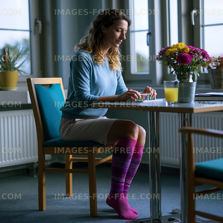 Woman engaged in creative activity at a table in a well-lit room