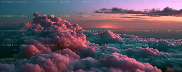 Colorful clouds in the sky during sunset above the horizon