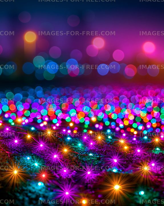 Vibrant display of colorful lights in a nighttime setting