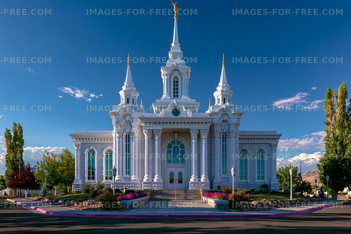 Beautiful church with tall spires under a clear blue sky