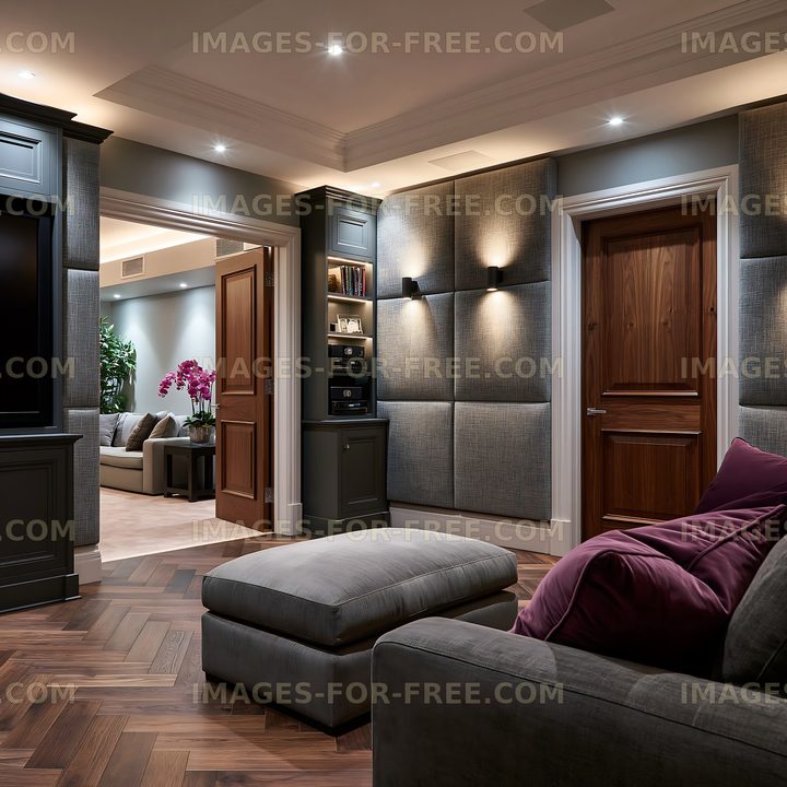 Interior design of a modern living room with comfortable furniture