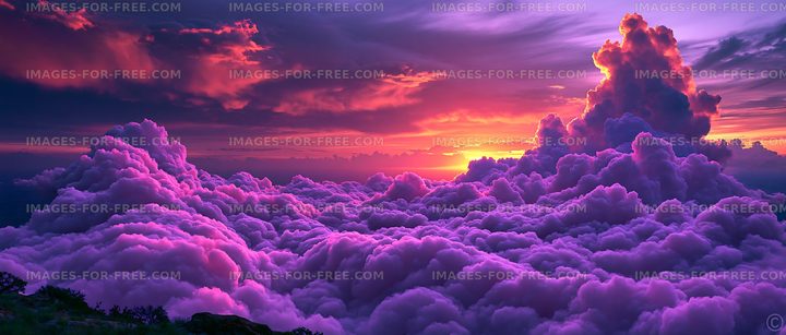 Colorful clouds during sunset over a landscape