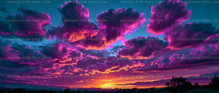 Vibrant sunset with colorful clouds in the sky