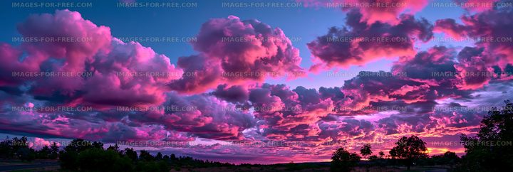 Vibrant clouds in the evening sky at sunset