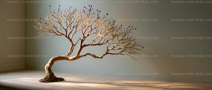 Bonsai tree in a bright room with soft natural light