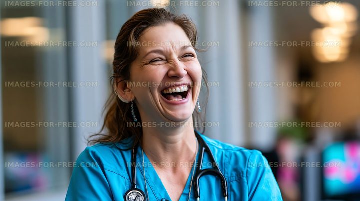 Healthcare professional smiling in modern hospital setting