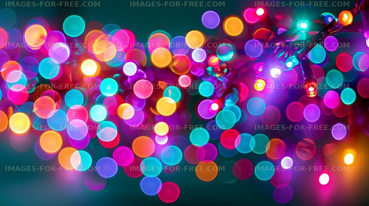 Colorful string lights create a bright display of circles