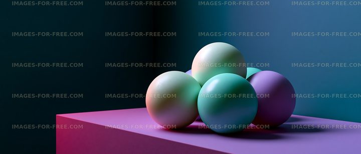 Colorful spheres arranged on a purple surface