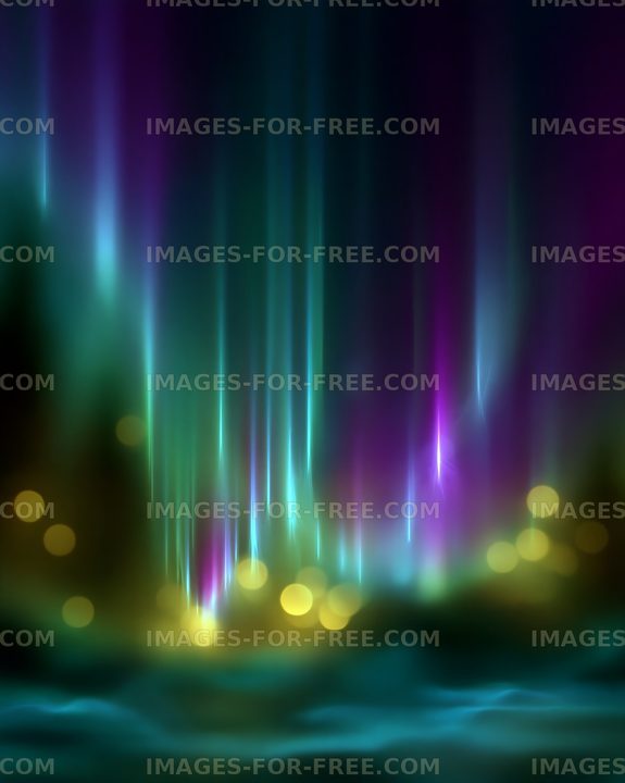 Vibrant auroras shining over a dark landscape at night