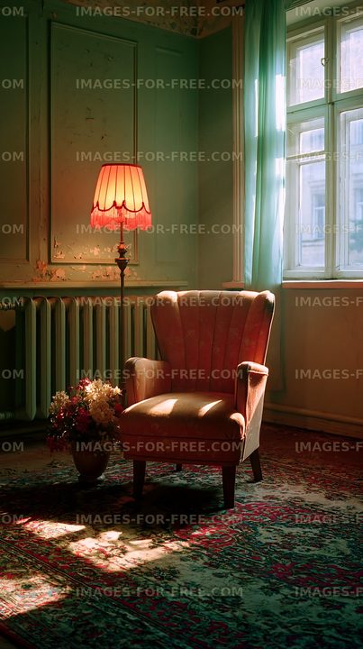Cozy armchair beside a lamp in a quiet room