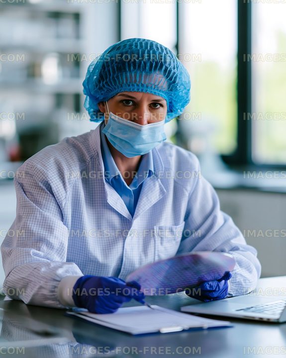 Medical professional working in a lab with protective gear