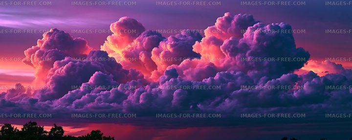 Colorful clouds at sunset fill the sky