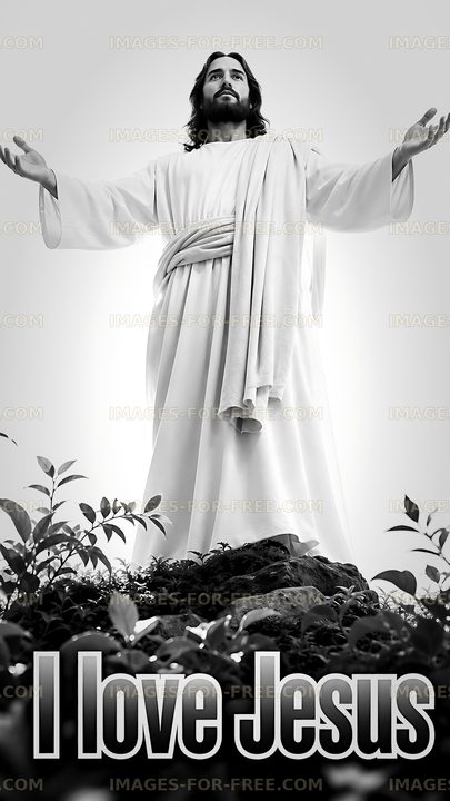 Statue of Jesus with arms raised in a religious setting