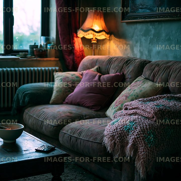 Cozy living room with warm light and comfortable furniture