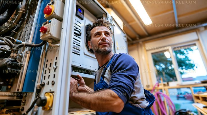 Man working on machinery in a workshop