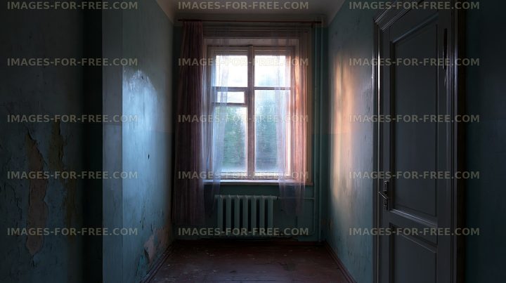 Sunlight streaming through a window in an empty room