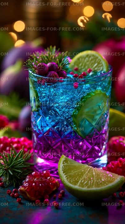 Colorful drink with citrus and berries in a festive setting