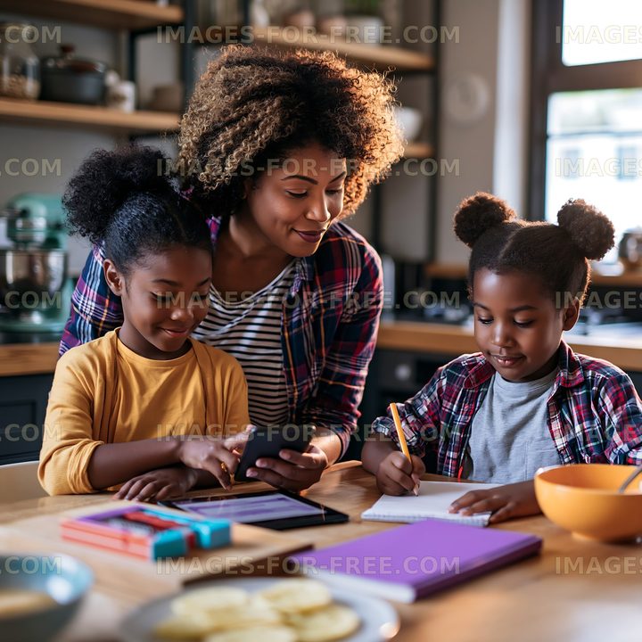 Family activities at home with kids and digital devices