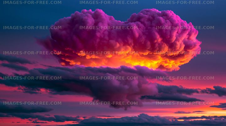 Vibrant clouds during sunset create dramatic colors in the sky