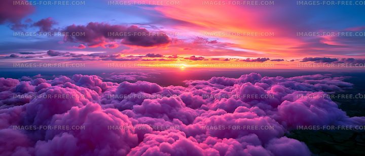 Colorful sunset over clouds viewed from above