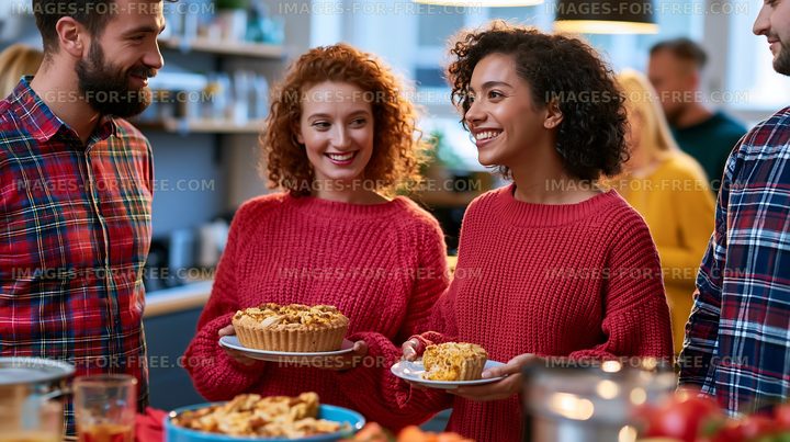 Friends gather at a cafe to enjoy baked goods and conversation
