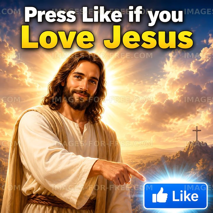 Jesus pointing with a message about loving him