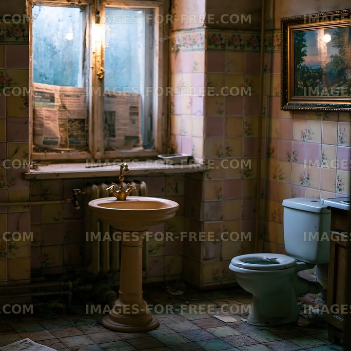 Old bathroom with vintage decor and natural light