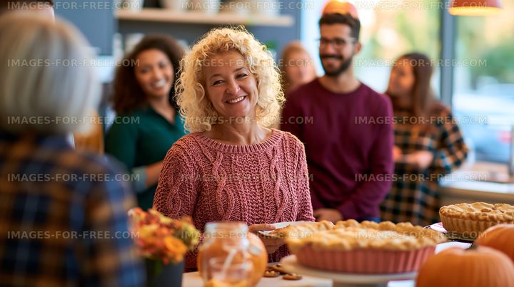 Happy woman enjoying a festive gathering with friends